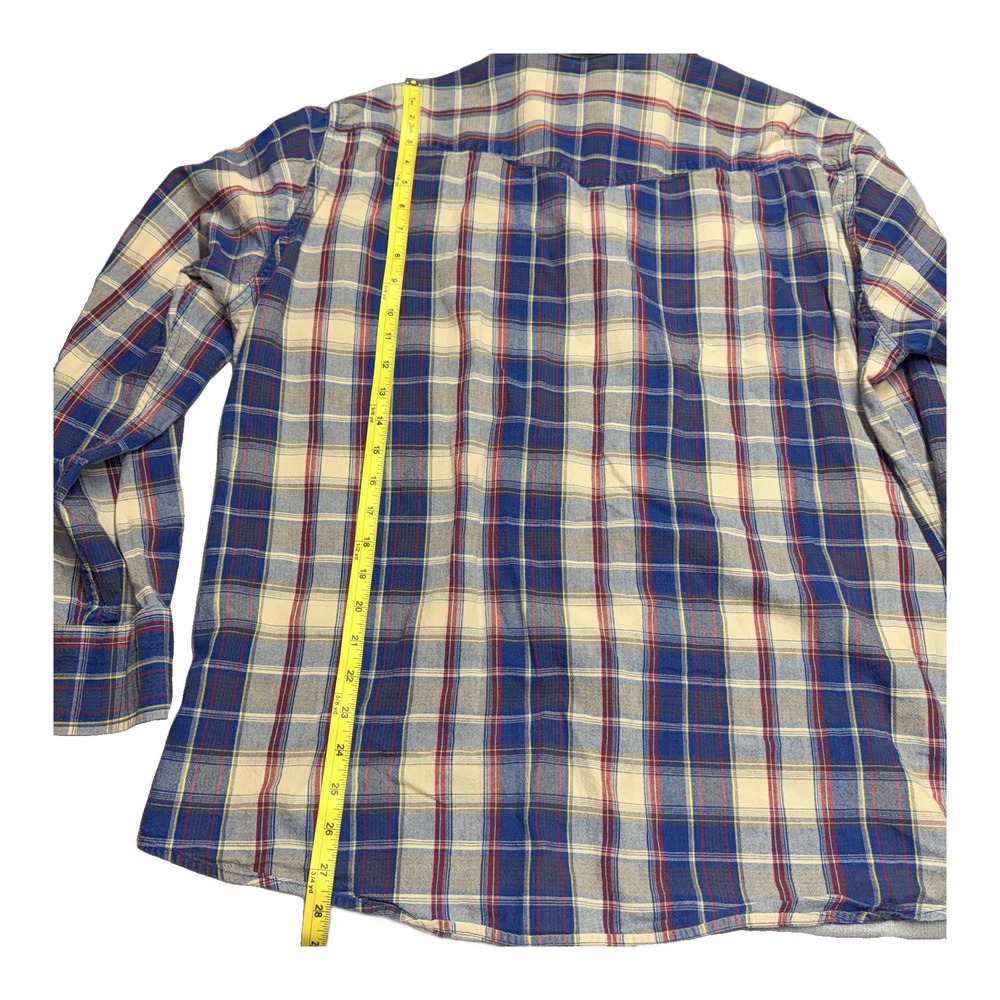 Lands End Mens XXL Plaid Western Snap Shirt Pearl Snaps - Picture 6 of 8